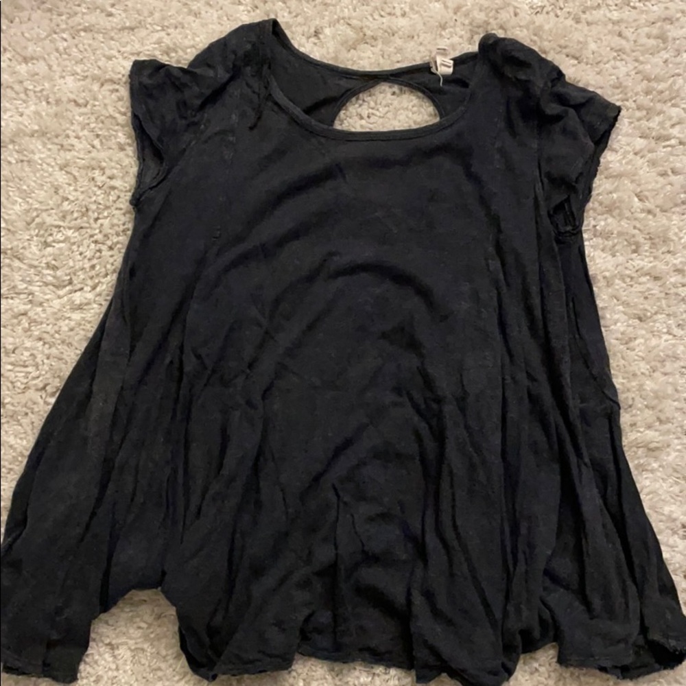 Free people black short sleeve top